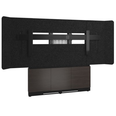 FM-DS-6675FW-LA3B - Forum™ Floor-to-Wall Mounted 66" (3 Bay) Display Stand for (1) 105" 21:9 Display, Dark Finish