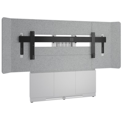 FM-DS-6675FW-LA3W - Forum™ Floor-to-Wall Mounted 66" (3 Bay) Display Stand for (1) 105" 21:9 Display, Light Finish